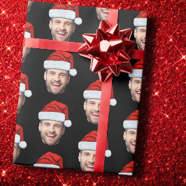 Papel De Presente Personalised Black Face Santa Hat Gift Wrap