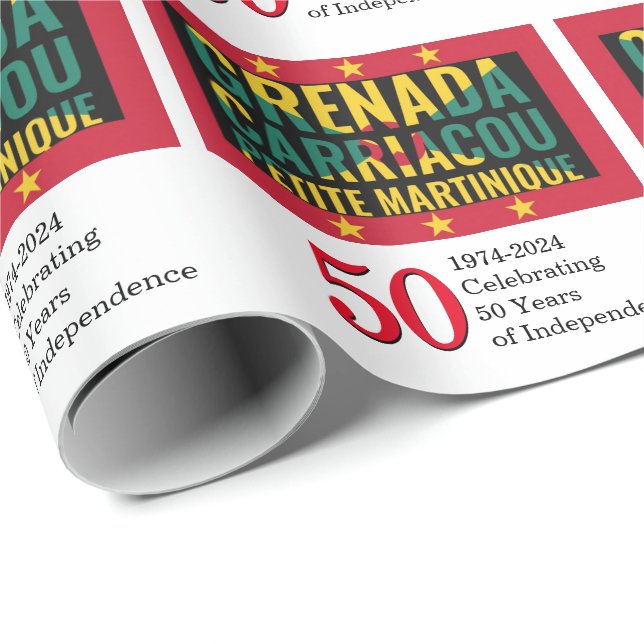 Papel De Presente Personalizada 2024 GRENADA 50 anos de independênci (Ponta do rolo)