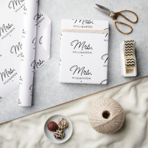 Papel De Presente Personalizada Sra. Est. Script Elegante Moderno Re