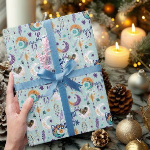 Papel de Presente Personalizado Boho Chic com Azul