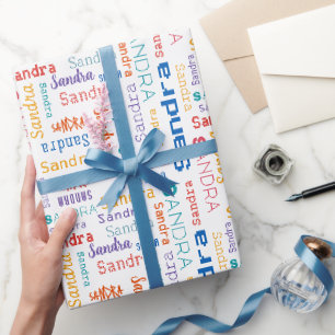Papel de Presente Personalizado Colorido de 6 Letr