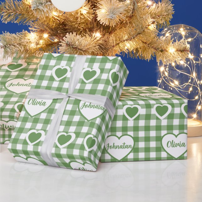 Papel de Presente Personalizado com Corações em Xa (Feriados)