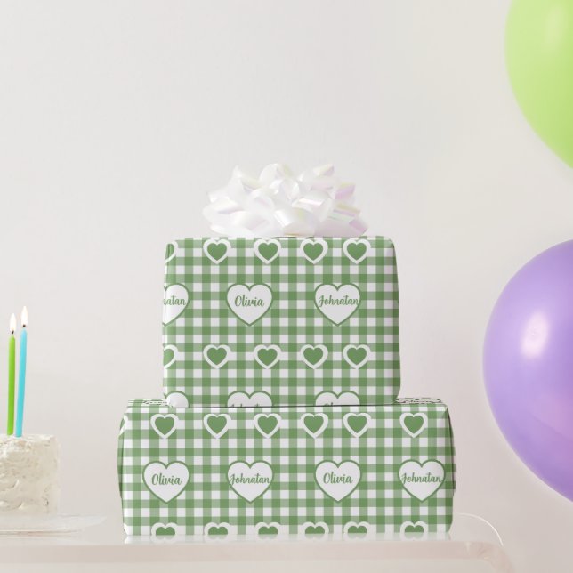 Papel de Presente Personalizado com Corações em Xa (Presentes para festas)