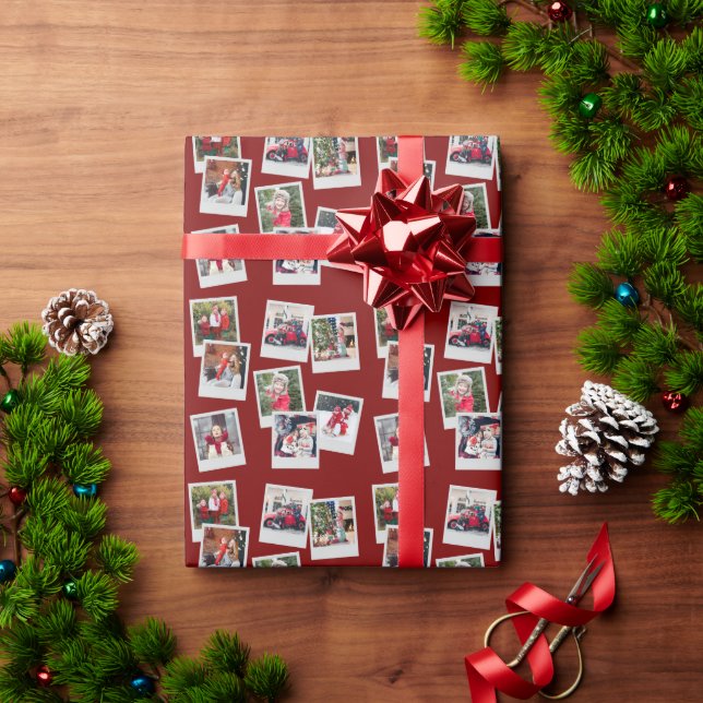 Papel de Presente Personalizado com Fotos Espalhad (Presente de Natal)