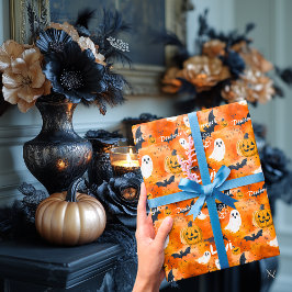 Papel de presente personalizado com tema de Hallow