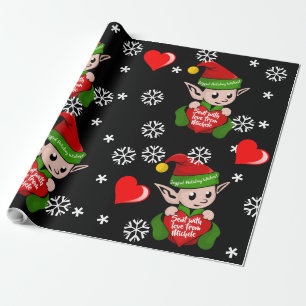 Papel de Presente Personalizado de Amor de Elfo