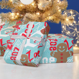 Papel de presente personalizado de gengibre azul g