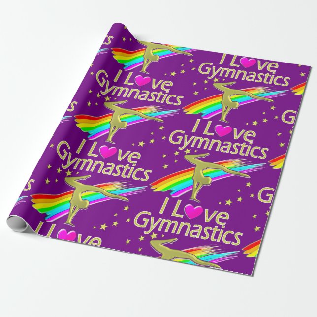 PAPEL DE PRESENTE PERSONALIZADO EU AMO DESIGN DE GINÁSTICA (Desenrolado)