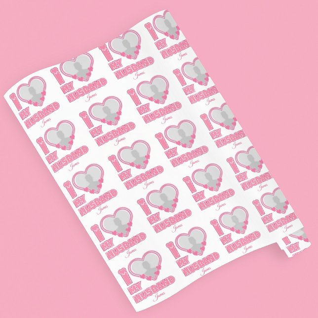 Papel De Presente Personalizado Eu Amo Meu Marido – Adicionar Foto e (Criador carregado)