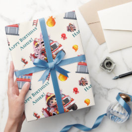 Papel de presente personalizado fofo 3D de bombeir