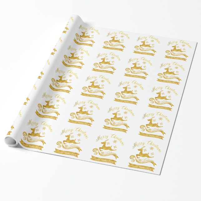 Papel de Presente Personalizado Rena de Ouro e Flo (Desenrolado)