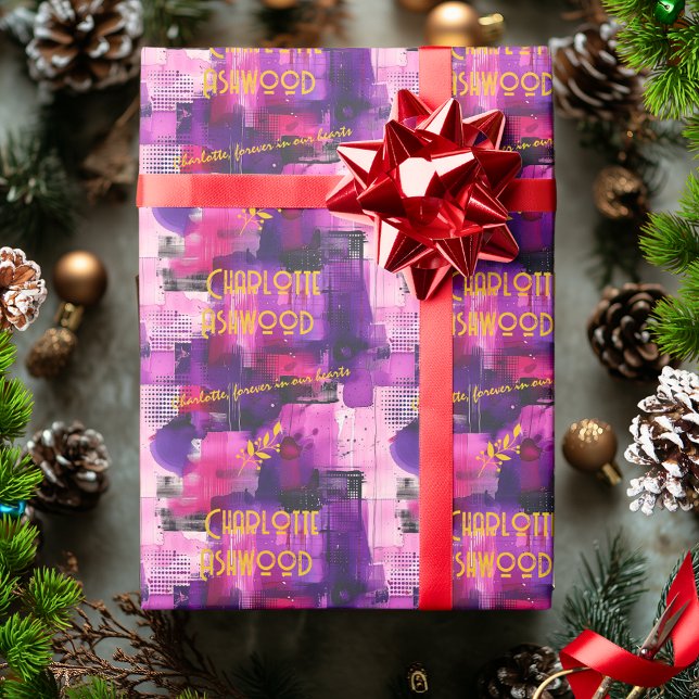 Papel de Presente Personalizado Roxo e Amarelo Abs (Criador carregado)
