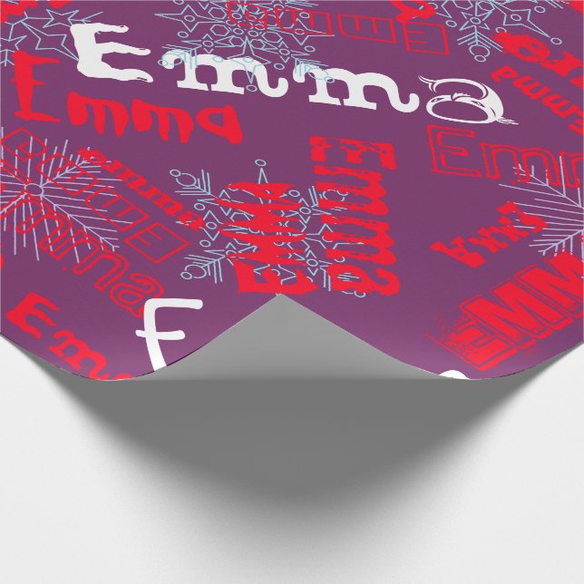 Papel de Presente Personalizado Roxo, flocos de ne (Ponta)