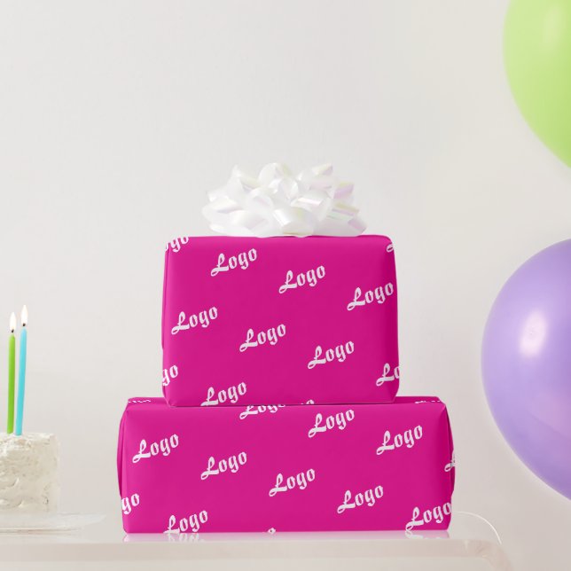 PAPEL DE PRESENTE PERSONALIZADO SEU LOGO MODERNO ELEGANTE ROSA BRANC (Presentes para festas)