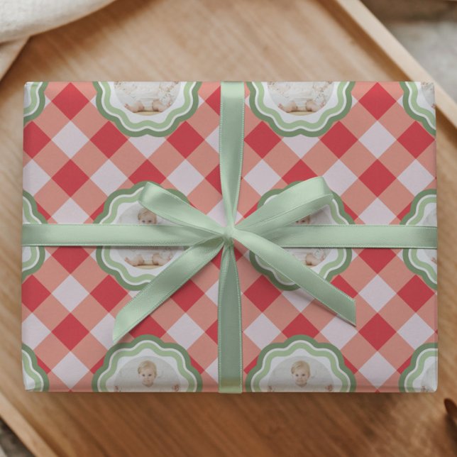 Papel de Presente Personalizado Timeless Red Gingh (Criador carregado)