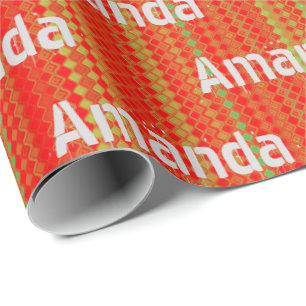 Papel De Presente Personalizado Vermelho Verde Dourado Listrado