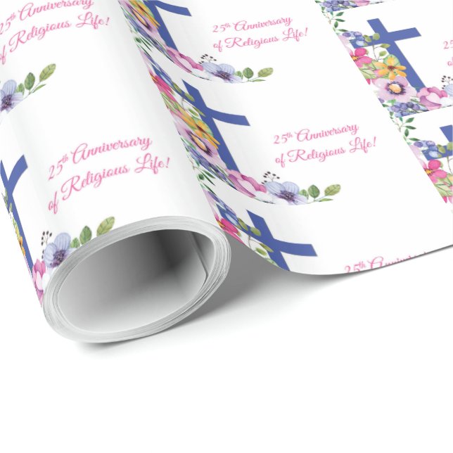 Papel De Presente Personalizar, 25 Aniversário Nun Vida Religiosa (Ponta do rolo)