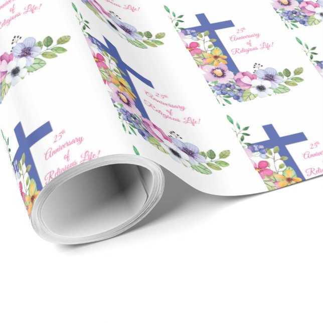 Papel De Presente Personalizar, 25 Aniversário Nun Vida Religiosa (Ponta do rolo)