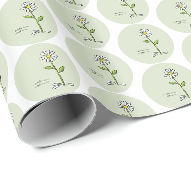 Papel De Presente Personalizar, Agradecimento ao Professor, Flor Rel (Ponta do rolo)