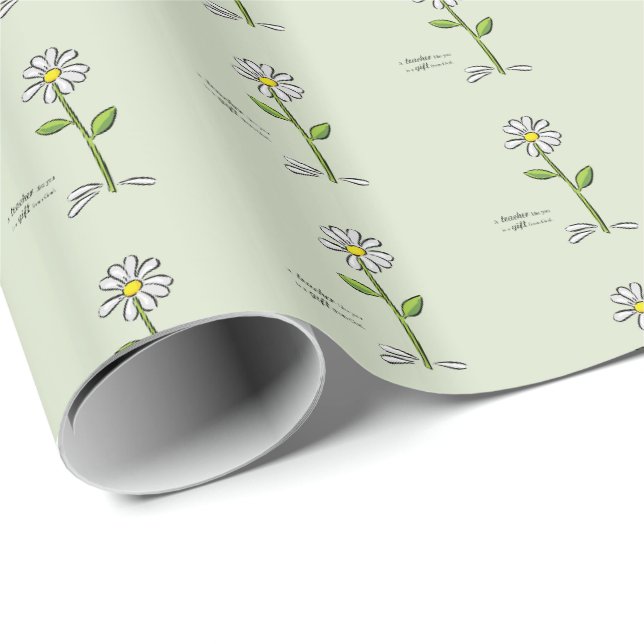 Papel De Presente Personalizar, Agradecimento ao Professor, Flor Rel (Ponta do rolo)