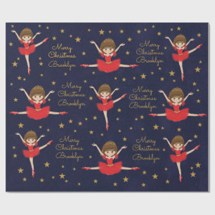 Papel De Presente Personalizar Brunette Christmas Ballerina