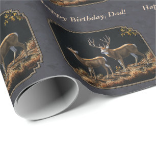 Papel De Presente Personalizar Cinza de Mule Deer Buck e Doe