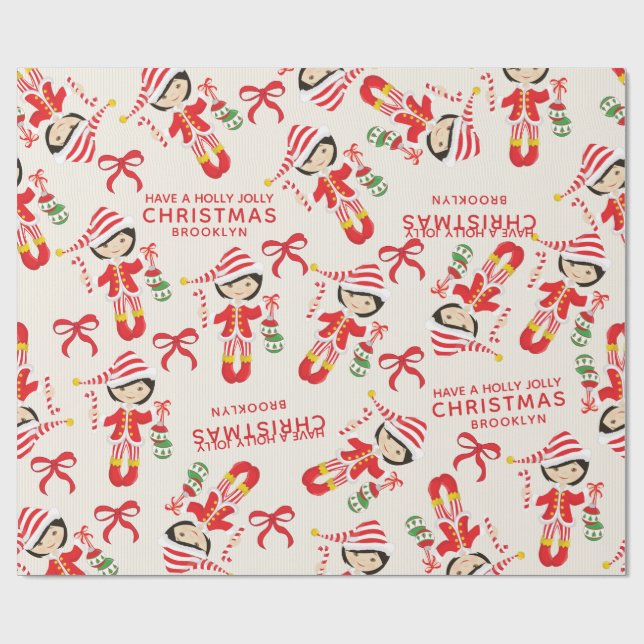 Papel De Presente Personalizar Elf de Rapariga Asiática (Aberto)