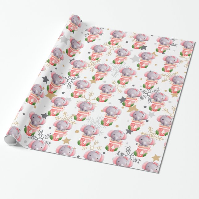 Papel De Presente Personalizar Feriados de Elefante (Desenrolado)