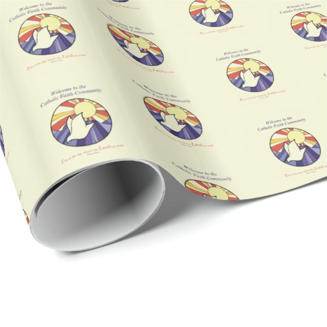 Papel De Presente Personalizar Nome, Círculo da Pomba RCIA no Amarel (Ponta do rolo)