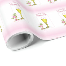 Papel De Presente Personalizar Nome da Menina Rosa Primeira Comunhão