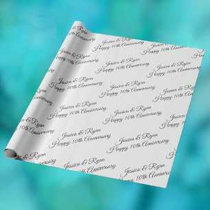 Papel De Presente Personalizar Nomes, Ano de Aniversário, Escrita Ci
