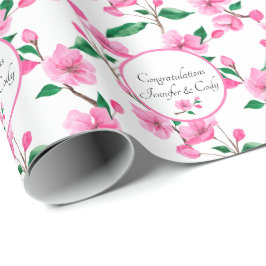 Papel De Presente Personalizar Nomes de Cherry Blossoms Dom de Casam