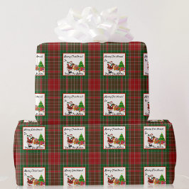 Papel De Presente Personalizar Nomes Xadrez Vermelha e Verde de Nata