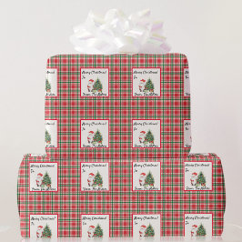 Papel De Presente Personalizar Nomes Xadrezes Vermelhas e Geen de Na