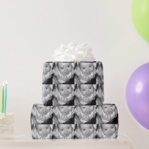 Papel De Presente Personalizar o padrão de fotos em branco preto
