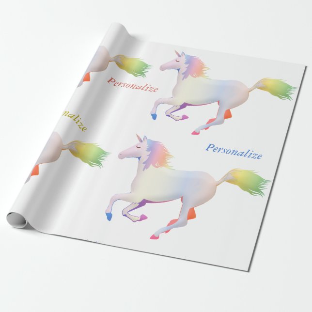 Papel De Presente Personalizar o Rainbow Pastel Unicorn (Desenrolado)