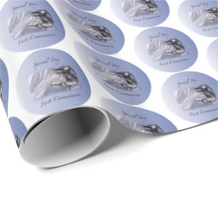 Papel De Presente Personalizar, Rapaz, Primeiro Azul de Comunhão