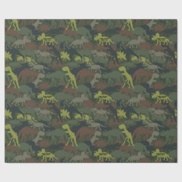 Papel De Presente Personalizar Silhueta de Dinossauro Camuflado Aniv