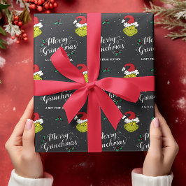 Papel De Presente Personalizar Sobrenome da Família - Grinch