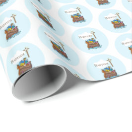 Papel De Presente Personalizável, Arca de Noé do Batismo de Menino