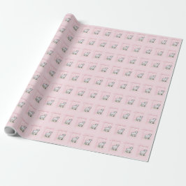 Papel De Presente Personalizável, Batismo, Rosa, Menina, Cordeiro
