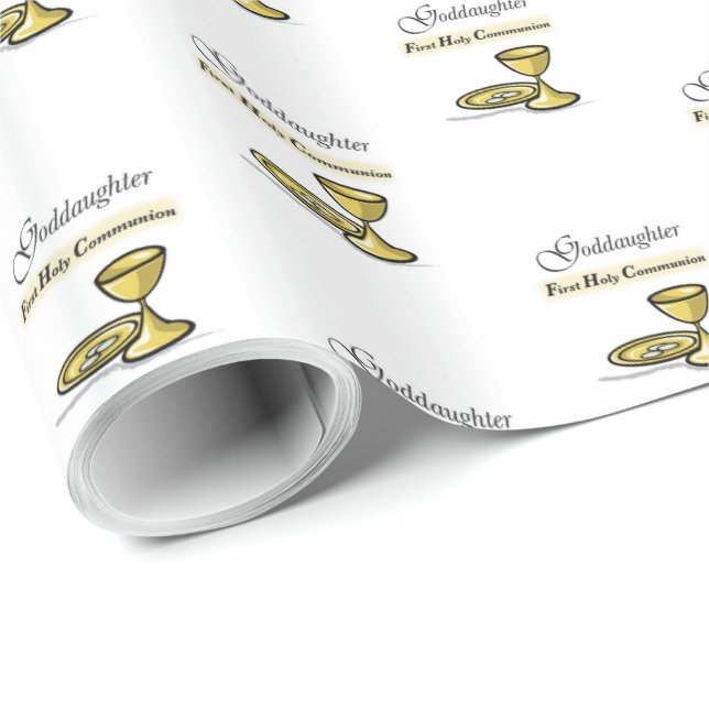 Papel De Presente Personalizável, Godchild First Communance Chalice (Ponta do rolo)