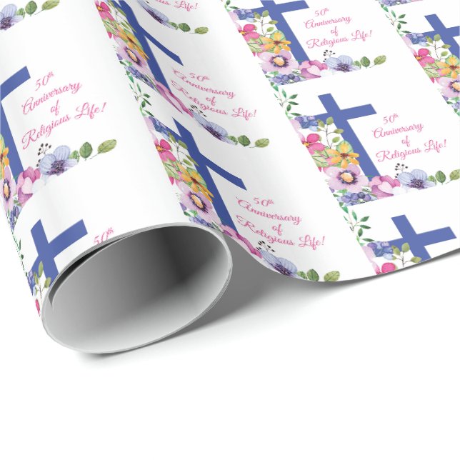 Papel De Presente Personalize, 50º Aniversário Vida Religiosa Freira (Ponta do rolo)