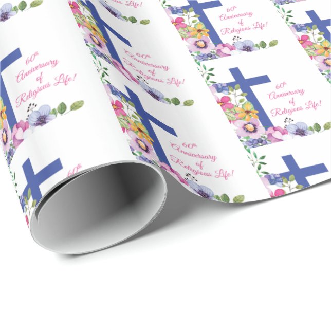 Papel De Presente Personalize, 60º Aniversário de Vida Religiosa de  (Ponta do rolo)