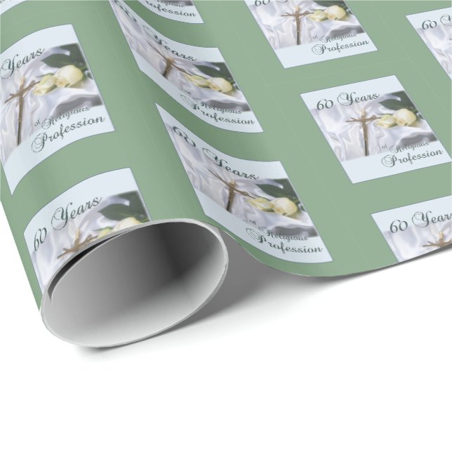 Papel De Presente Personalize, 60 Anos de Profissão Religiosa (Ponta do rolo)