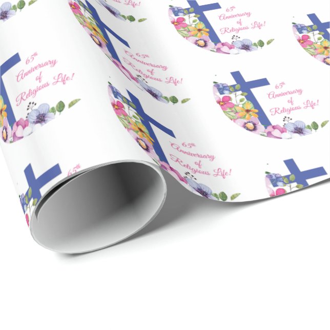 Papel De Presente Personalize, 65º Aniversário de Vida Religiosa de  (Ponta do rolo)