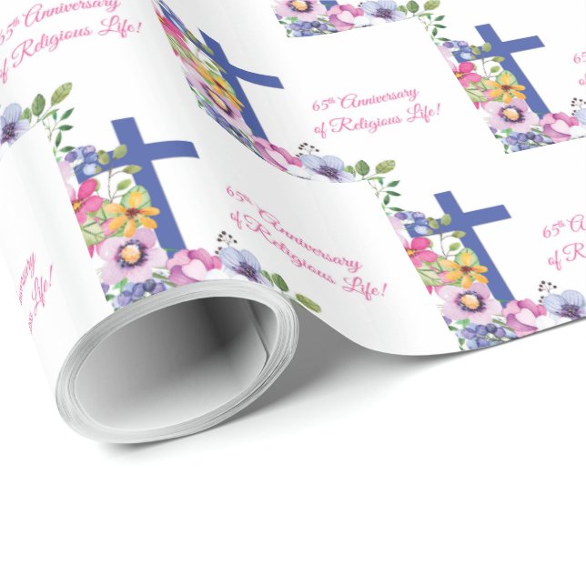 Papel De Presente Personalize, 65º Aniversário de Vida Religiosa de  (Ponta do rolo)
