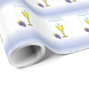 Papel De Presente Personalize cálice do comunhão do menino conheci