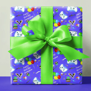 Papel De Presente Personalize Épico Aniversário de Gamer Golpe Críti