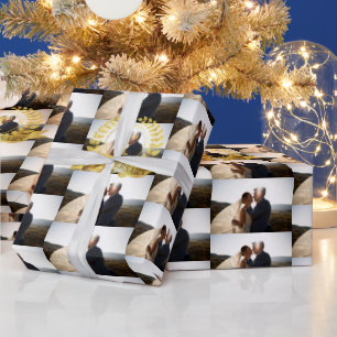 Papel De Presente Personalize Foto de Casamento de 1º Aniversário co